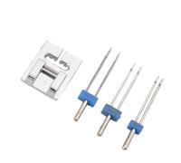 Qaonsciug Set di 3 aghi doppi con piedino premistoffa per macchina da cucire domestica 2/90 3/4/macchina doppia ago nervatura piede