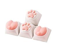 Qaonsciug Set di 4 tappi per tasti con zampe di gatto 3D con struttura MX in PC + tappi per tasti in silicone personalizzabili
