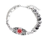 Qaonsciug Stainless Steel Medicals Double Layer Designs Adjustable Wristchain for Everyday Comfort and Stainless Steel Medical Alert Double Layer Adjustable