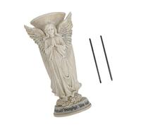 Qaonsciug Vasi da fiori per cimitero, resistenti alle intemperie, scultura angelica in preghiera, ornamento per esterni, decorazione commemorativa per tomba, giardino, creativo, supporto per fiori