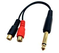 Qaoquda Cavo adattatore splitter a Y da 6,35 mm a 2 RCA placcato oro, da mono TS maschio a 2 connettori RCA femmina, 20,3 cm