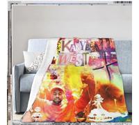 QapLWczK Kanye Coperta musicale West Singer in pile di flanella, ultra morbida e leggera, per letto, divano, soggiorno, 127 x 101,6 cm