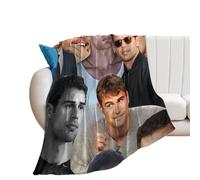 QapLWczK Theo James Coperta in pile di flanella ultra morbida, 75% poliestere/25% micropile di visone, 152,4 x 127 cm, blu, a strato singolo, per uso domestico, attività all'aperto