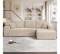 QAQCDAHJI Divano modulare a L, non richiede montaggio, con seduta profonda, soffice divano con poltrona letto for soggiorno (beige)(Beige,Left Facing Chaise)