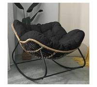 QAQCDAHJI Sedia Papasan da interno, sdraio in vimini oversize, sedia a uovo da giardino for il tempo libero, for balcone, giardino, soggiorno (beige)(Black)