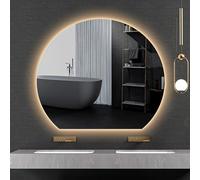 QAQZPMG Specchio Vanity LED Semicerchio, Specchio da Bagno a Parete Intelligente, Specchio Decorativo Retroilluminato Antiappannamento, Luce Bianca/Neutra/Calda, Interruttore Touch 80cm(60cm/24)