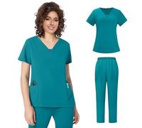 Qashflo Beauty Works - Uniformi da infermiere da donna, set di uniformi di bellezza, scrub per maternità, abbigliamento da lavoro per assistenza sanitaria, uniformi per infermiere, abiti da infermiera
