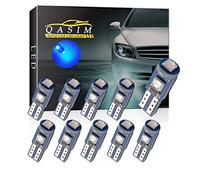 Qasim 10 lampadine LED T5 W3W a cuneo con attacco Twist Lock 74 70 37 17 2721 PC74 PC37 per luci di cruscotto, cluster di strumentazione, pannello indicatori per interni auto (Blu)
