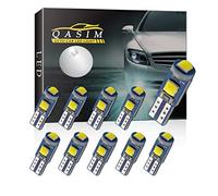 Qasim 10 lampadine LED T5 W3W a cuneo con attacco Twist Lock Socket 74 70 37 17 2721 PC74 PC37 per luci di cruscotto, pannello strumenti, cluster di misurazione, interni auto (bianco)