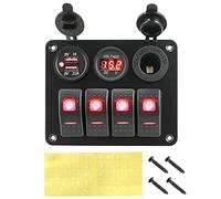 QASULER 2 3 Gang 12~24V Voltmetro digitale Doppia porta USB Presa Combinazione Circuito Controllo, for Pannello interruttori auto nave interna Interruttore marino(4 gang)