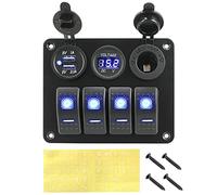 QASULER 2 3 Gang 12~24V Voltmetro digitale Doppia porta USB Presa Combinazione Circuito Controllo, for Pannello interruttori auto nave interna Interruttore marino(Schwarz)