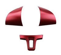 QASULER 3 pezzi/set adesivi for interni auto, for VW, for, 2010-2015, for Touran, for Passat, 2011-2015 ABS cromato rivestimento del volante Adesivo decorativo per volante(BLACK Red)