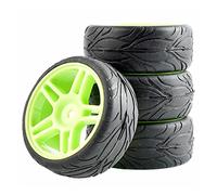 QASULER 4 Pezzi Pneumatici in Gomma ABS Ruota, for HSP, for HPI, 1:10 On-Road Car RC 905-6084 Set di Ruote da Corsa RC(905G-6084)