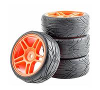 QASULER 4 Pezzi Pneumatici in Gomma ABS Ruota, for HSP, for HPI, 1:10 On-Road Car RC 905-6084 Set di Ruote da Corsa RC(905R-6084)