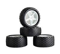 QASULER 4 pezzi Pneumatici in gomma ABS WheeI 2 anteriori 2 posteriori, for HSP, 1:10 Buggy RC 66010-66030 Pneumatici per auto RC(White)