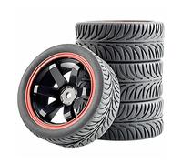 QASULER 4 pezzi RC Pneumatici da corsa Pneumatici Cerchioni, for HSP, for HPI, 1:10 Auto da strada 701A-8007 Pneumatici per auto RC