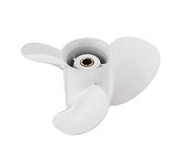 QASULER 683-45943-00-EL Elica fuoribordo 9 1/4 X 10 1/2 in Lega di Alluminio, for,9-20HP Bianco 3 Pale 8 Denti scanalati R Rotazione Elica per Barche