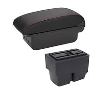 QASULER Accessori auto, for Ford, Fiesta, 2011-2018 Box bracciolo for auto Scatola portaoggetti for console centraleBraccioli for auto Bracciolo per auto(BLACK B1 Black Red 3usb)