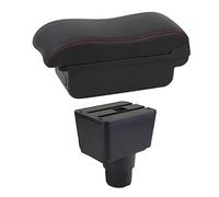 QASULER Accessori auto, for Ford, for Ecosport, 2018-2021 Scatola bracciolo for auto Retrofit interno Scatola portaoggetti centrale Console Bracciolo per auto(BLACK B2 Red Line)