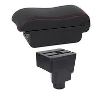 QASULER Accessorio for auto, for Ford, for Ecosport, 2013 2014 2015 2016 2017 Box bracciolo for auto Bracciolo for auto Console centrale USB di archiviazione Bracciolo per auto(BLACK C2 Red Line)