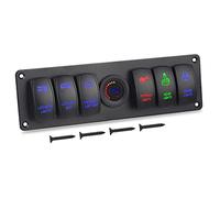 QASULER Auto Camion Rimorchio Yacht 6 Gang 12v 24v Interruttore a bilanciere Interruttori automatici for barche marine Voltmetro Pannello interruttori LUCE, for Jeep, for BMW Interruttore marino