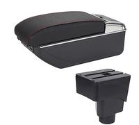 QASULER Box bracciolo for auto Accessori auto Box portaoggetti centrale Bracciolo console centrale, for ford, for Ecosport, 2013 2014 2015 2016 2017 Bracciolo per auto(BLACK B1 Black Red 7usb)