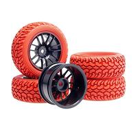 QASULER Cerchione ABS Rally Pneumatici Trye, for HSP, 1:10 On-Road CarRC 9068-8019 Set di Ruote da Corsa RC(Rot)