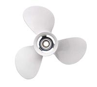 QASULER Elica fuoribordo 664-45954-01-El 9-7/8 X 12 Adatta for 20-30 CV in Lega di Alluminio a 3 Pale, Nera, 10 Denti scanalati, Rotazione R Elica per Motore di Barca