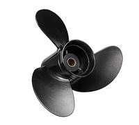 QASULER Elica fuoribordo for Barche 8,5 X 9, for Tohatsu, for Nissan 8-9,8HP 3B2W64517-1 Lega di Alluminio Nera 3 Pale 12 Denti scanalati Elica per Barche