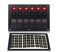 QASULER For pannello interruttori a bilanciere for auto e barche 12 V, 6 gang, for veicoli, camion, impermeabile, con adesivi Pannello interruttori marini(Rot)