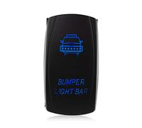 QASULER Interruttore a levetta a barra luminosa stile Carling a 5 pin SPST ON OFF a impermeabile, for auto, barca, camion 12V Pannello interruttori marini(Blue)