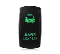 QASULER Interruttore a levetta a barra luminosa stile Carling a 5 pin SPST ON OFF a impermeabile, for auto, barca, camion 12V Pannello interruttori marini(Green)