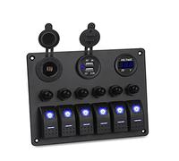 QASULER Interruttore marino impermeabile a 6 bande for auto, for pannello interruttori a bilanciere for, barca, automatici, voltmetro, for Pannello interruttori marini