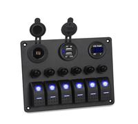 QASULER Interruttore marino impermeabile a 6 bande for auto, for pannello interruttori a bilanciere for, barca, automatici, voltmetro, for Pannello interruttori marini