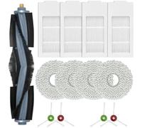 QASULER Kit di accessori di ricambio for aspirapolvere Yeedi Floor a 3 stazioni, 1 spazzola principale + 4 filtri HEPA + 4 panni for mocio + 4 spazzole laterali. Kit di sostituzione del vuoto