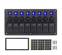 QASULER Pannello interruttori a 8 bande for auto, impermeabile, for automatici da 12 V e 24 for, barca, marina, rosso Pannello interruttori marini(Blue)