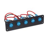 QASULER Pannello interruttori a bilanciere a 5 pulsanti ON/OFF DC, for automatici impermeabili da 12 V e 24, pannello for barche marine, auto Interruttore marino(Blue)