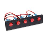 QASULER Pannello interruttori a bilanciere a 5 pulsanti ON/OFF DC, for automatici impermeabili da 12 V e 24, pannello for barche marine, auto Interruttore marino(Rot)
