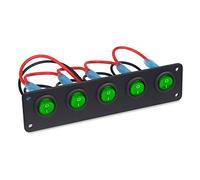 QASULER Pannello interruttori a bilanciere a 5 pulsanti ON/OFF DC, for automatici impermeabili da 12 V e 24, pannello for barche marine, auto Interruttore marino(Green)
