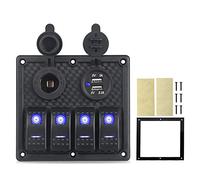 QASULER Pannello interruttori a bilanciere for barche Herorider, doppia presa accendisigari USB, for pannello for auto, for uso marino Interruttore marino(Blue)