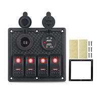 QASULER Pannello interruttori a bilanciere for barche Herorider, doppia presa accendisigari USB, for pannello for auto, for uso marino Pannello interruttori marini(Rot)