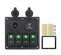 QASULER Pannello interruttori a bilanciere for barche Herorider, doppia presa accendisigari USB, for pannello for auto, for uso marino Interruttore marino(Green)