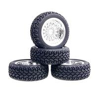 QASULER Plating ABS Wheel Rally Pneumatici Offset 6mm, for HSP, 1:10 On-Road Car RC 2084-8019 Set di Ruote da Corsa RC(Schwarz)