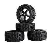 QASULER Pneumatici in gomma ABS WheeI 2 anteriori 2 posteriori, for HSP, 1:10 Buggy RC 66041-66051 Pneumatici per auto RC(Schwarz)