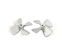 QASULER Rc Esca Barca da Pesca Elica in Metallo 4-Pale Elica in Lega di Zinco D44/55/60mm CW/CCW Vite 4mm Rc Barca A Motore Albero di Trasmissione Elica per Motore di Barca(D44mm Reverse)