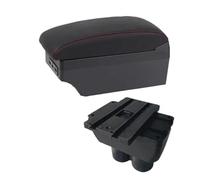 QASULER Scatola for bracciolo for auto Scatola portaoggetti for console centrale centrale con USB, for VW, for Touran, for Caddy, accessori for auto Bracciolo per auto(BLACK C1 Red Line 7usb)