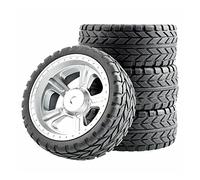 QASULER Set di ruote con pneumatici in gomma, for HSP, for HPI, 1/10 1:10 On-Road Car Racing RC Rim03-6017 Pneumatici per auto RC(Silver Wheel)