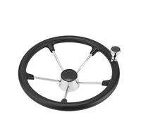 QASULER Volante Destroyer a 5 razze for barche da 15,5 pollici con impugnatura in schiuma nera e pomello Timone per barca(15.5 Inch With Knob)