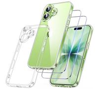 Qasyfanc Hybrid Cover Compatibile con iPhone 17 con Protezione Fotocamera e 2 Pellicola Vetro Temperato, Custodia con iPhone 17 Sottile Antiurto, Trasparente