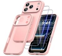 Qasyfanc Hybrid Opaco Cover Compatibile con iPhone 17 Pro con Protezione Fotocamera e 2 Pellicola Vetro Temperato, Custodia con iPhone 17 Pro Sottile Antiurto Rosa